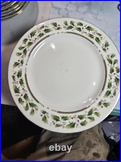 Whole Set Of Vintage Royal Limited Holly Holiday Christmas Plates, Cups, Bowls