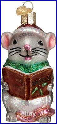 Wholesale Lot of 12 Caroling Mouse-Gray- Blown Glass Christmas Ornament by OWC