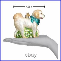 Wholesale Lot of 12 Goldendoodle/Labradoodle-Cream-Blown Glass Ornaments by OWC