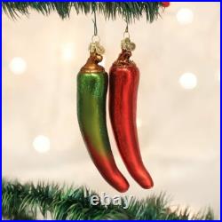 Wholesale lot of 12 Sets of 2 Chili Peppers Blown Glass Ornament by Old World