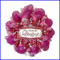 Will You Be My Valentine Handmade Deco Mesh Valentines Day Wreath