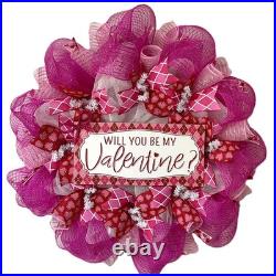 Will You Be My Valentine Handmade Deco Mesh Valentines Day Wreath
