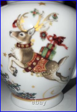 William Sonoma Twas the Night Before Christmas SANTA REINDEER TREE Stars Teapot