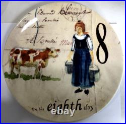 Williams-Sonoma 12 Twelve Days of Christmas 8.5 Plates Drum Box Full Set