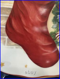 Williams Sonoma TWAS THE NIGHT CHRISTMAS Santa Stocking Dinner Plate NWT