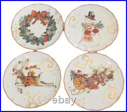 Williams Sonoma Twas The Night Before Christmas Appetizer Plates, SET of 4. NIB