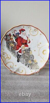 Williams Sonoma Twas the Night Before Christmas Santa on Train Plate 7.25