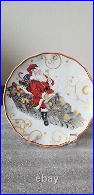 Williams Sonoma Twas the Night Before Christmas Santa on Train Plate 7.25