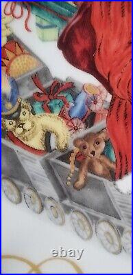 Williams Sonoma Twas the Night Before Christmas Santa on Train Plate 7.25