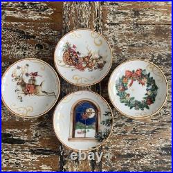 Williams Sonoma Twas the Night Before Christmas mixed 4 Desert plates 4 Inch