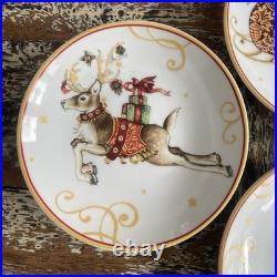 Williams Sonoma Twas the Night Before Christmas mixed 4 Desert plates 4 Inch