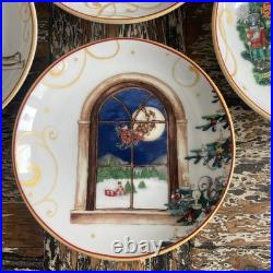Williams Sonoma Twas the Night Before Christmas mixed 4 Desert plates 4 Inch