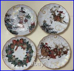 Williams Sonoma Twas the Night Before Christmas mixed set of 4 dinner plates