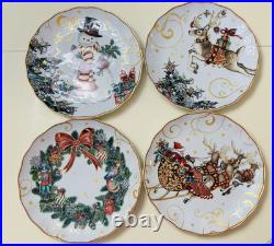 Williams Sonoma Twas the Night Before Christmas mixed set of 4 dinner plates