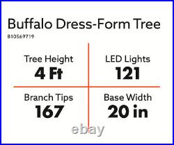 Winter Wonder Lane 4' Buffalo Check Pre-Lit LED Dress Form Tree