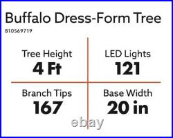 Winter Wonder Lane 4' Buffalo Check Pre-Lit LED Dress Form Tree Brand New Sealed