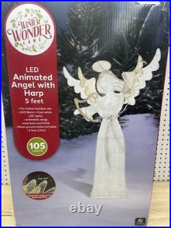 Winter Wonder Lane 5' LED Animated Angel With Harp Christmas Decor BEAUTIFUL