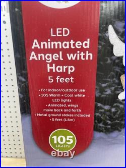 Winter Wonder Lane 5' LED Animated Angel With Harp Christmas Decor BEAUTIFUL