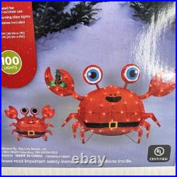 Winter Wonder Lane Holiday Christmas Lighted Crab Set Indoor Outdoor