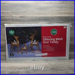 Winter Wonder Lane LED Set Of 3 Glittering Mesh Deer Family Set Holiday Seasonal