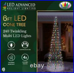 Wire Cone Tree Outdoor With Multi Twinkling C5 LED Christmas Decoration