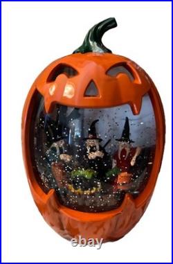 Witches Water Globe Swirling Confetti Lighted LED Halloween Jack o Lantern NEW Witches Water Globe Swirling Confetti Lighted LED Halloween Jack o Lantern NEW
