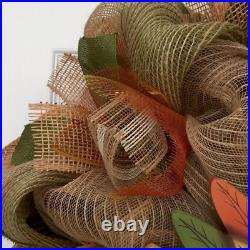 Wood Thanksgiving Turkey With Welcome Sign Burlap Deco Mesh Wreath Handmade