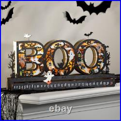 World Market NIB Halloween BOO Laser Wood with LED lights Countdown Calendar
