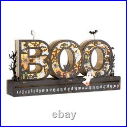 World Market NIB Halloween BOO Laser Wood with LED lights Countdown Calendar