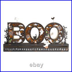 World Market NIB Halloween BOO Laser Wood with LED lights Countdown Calendar