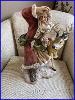 Wow Home Interior Santa Surveys The Forest / Reindeer Figurine 16h #58123