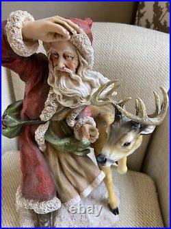 Wow Home Interior Santa Surveys The Forest / Reindeer Figurine 16h #58123