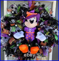XL Minnie Mouse Witch Halloween Front Door Deco Mesh Wreath Decor Decoration