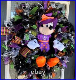 XL Minnie Mouse Witch Halloween Front Door Deco Mesh Wreath Decor Decoration