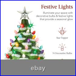 XL Pre-Lit Ceramic Christmas Tree Decoration with LED Light, Timer 24in