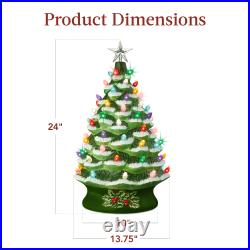 XL Pre-Lit Ceramic Christmas Tree Decoration with LED Light, Timer 24in