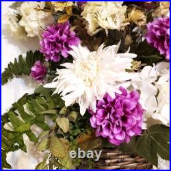 XL Spring Two-Tone Basket Front Door Decor, White and Lilac Front Door Basket