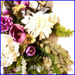 XL Spring Two-Tone Basket Front Door Decor, White and Lilac Front Door Basket