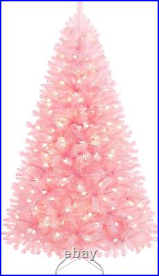 Yaheetech 7.5ft Pre-lit Artificial Hinged Christmas Tree Prelighted Full Holiday