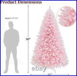 Yaheetech 7.5ft Pre-lit Artificial Hinged Christmas Tree Prelighted Full Holiday