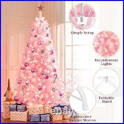 Yaheetech 7.5ft Pre-lit Artificial Hinged Christmas Tree Prelighted Full Holiday