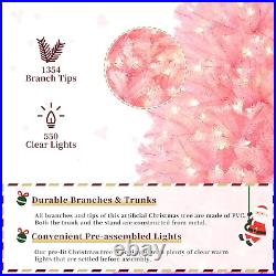 Yaheetech 7.5ft Pre-lit Artificial Hinged Christmas Tree Prelighted Full Holiday