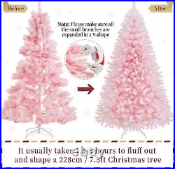 Yaheetech 7.5ft Pre-lit Artificial Hinged Christmas Tree Prelighted Full Holiday