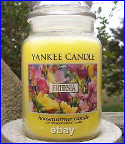 Yankee Candle Retired FREESIA Deerfield Large 22 oz. WHITE LABEL RARE NEW