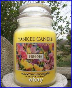 Yankee Candle Retired FREESIA Deerfield Large 22 oz. WHITE LABEL RARE NEW
