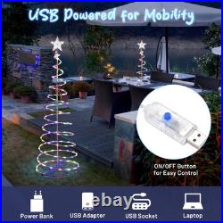 Yescom 5Ft LED Spiral Tree Light USB Powered YardChristmas Multi-color 2Pack